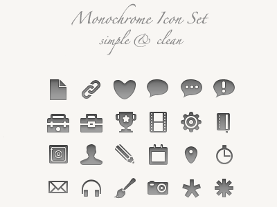 Monochrome Icon Set 32px grey icons monochrome