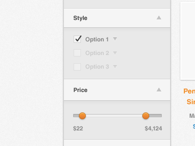 Filter & Drop checkbox depth dropdown ecommerce filter product subtle theme ui user interface