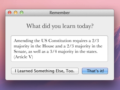 "Remember" App app application facts lion memory os x remember simple