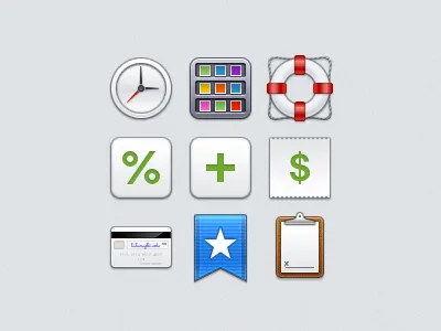 Settings account app card clipboard clock icon icons life saver loyalty receipt ribbon shelf shelves square support tax tip