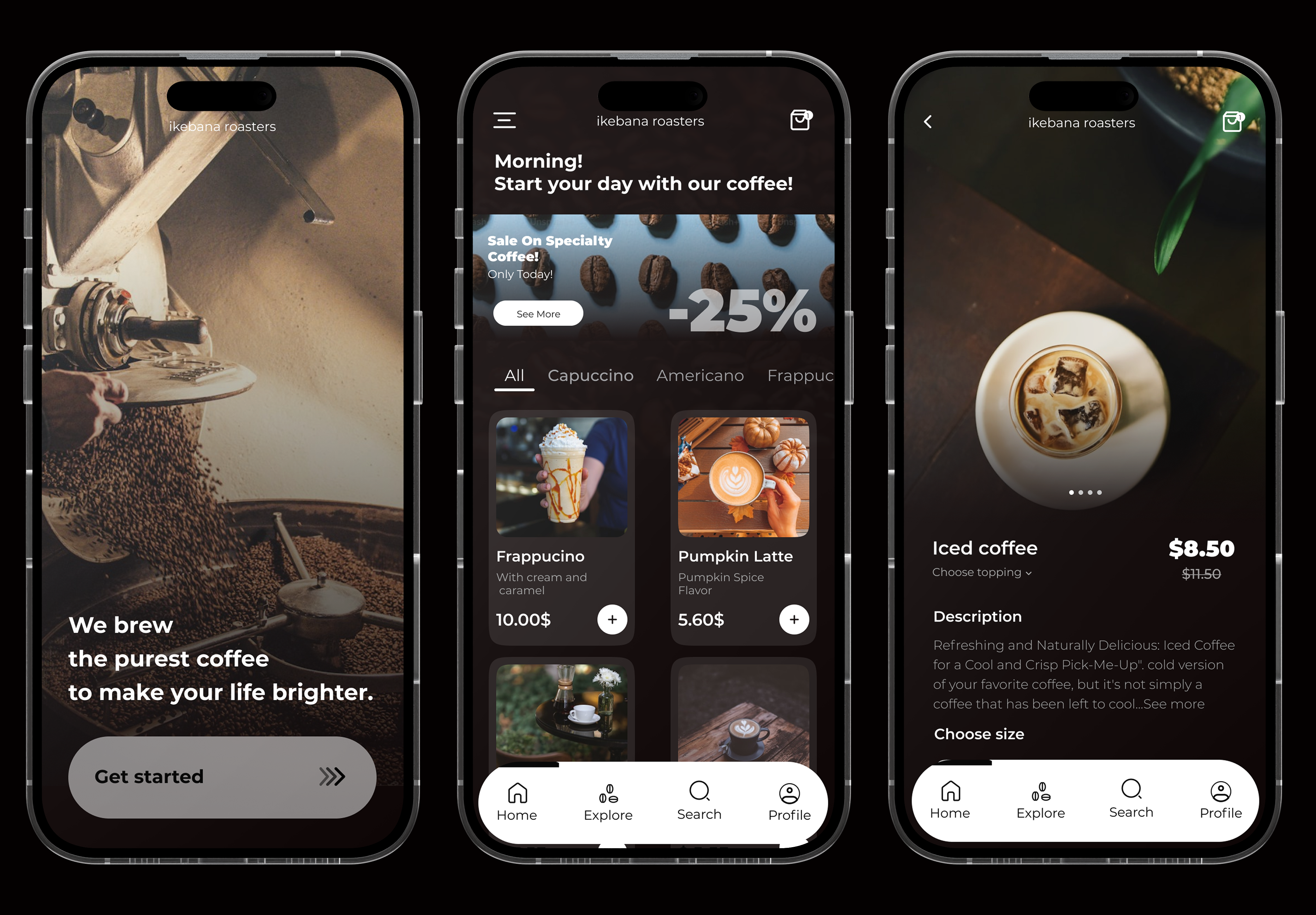 Coffee shop UI app concept app design coffee coffee shop concept mobile ui ui design