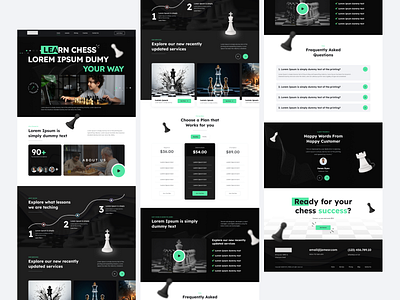 Chess Landing Page black branding champion chess commerce course design game graphic design illustration learn lesson logo modern retro school study ui ux web