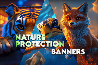 Eco-banners №1🌱 animals art banner banners branding design eco graphic design illustration ui