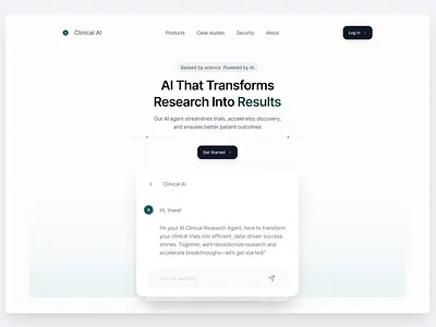 Clinical AI: Hero section exploration design landing page ui