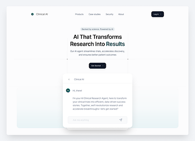 Clinical AI: Hero section exploration design landing page ui