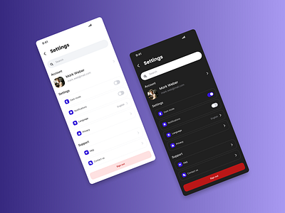 DAILY UI 007 - Settings 007 dailyui dark mode design mobile first settings page