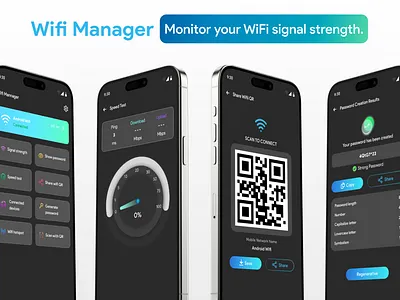 Wifi Manager - Mobile Design mobile design ui utility application wifi app template wifi manager wifi manager app