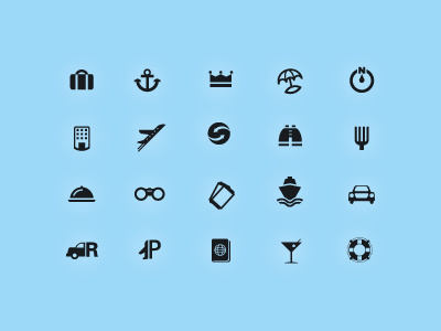 WIP - Travel Icons airfare cruise entertainment leisure logo travel trip vacation