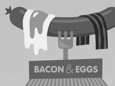 Bacon & Eggs bacon eat eggs food fork sausage shop sign stand typography unhealthy yolk