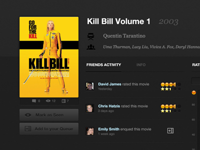 Goodfilms - Movie show page dark killbill movie movies pictos show page tarantino ui