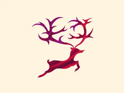 Reindeer antlers christmas illustration jumping poster print reindeer