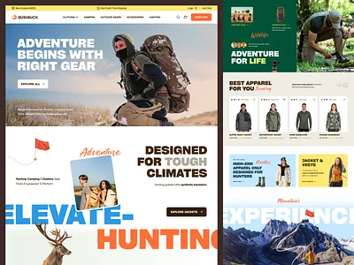 Bushbuck - Camping & Hunting gear website adventure tour bushcraft camping ecommerce fishing hiking hunting hunting and camping gear landing page landingpage nature outdoors gear survival tent travel activities travelling web design webdesign website design wildlife