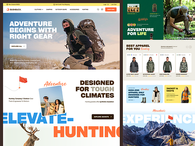 Bushbuck - Camping & Hunting gear website adventure tour bushcraft camping clothing ecommerce fashion hiking hunting hunting and camping gear landing page landingpage outdoors gear survival tent travel activities travelling web design webdesign website design wildlife