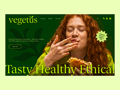 Vegan products e-shop website concept branding design e shop food hero section typography ui vegan vegan food web web design website