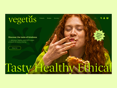 Vegan products e-shop website concept branding design e shop food hero section typography ui vegan vegan food web web design website