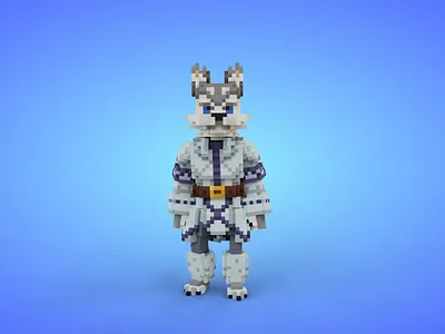 Wolf Warrior Voxel Character - 3D Lowpoly Fantasy Creature - Gam 3d 3d model cartoon character dog fantasy game art game asset game dev humanoid husky isometric lowpoly magicavoxel rigged unity3d voxedit voxel art winter wolf