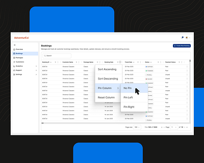 Booking Table Listing UI booking table listing ui dashboard listing page listing ui design table listing table listing ui design