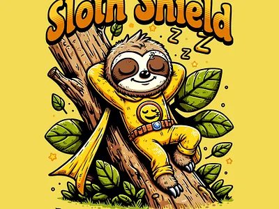 Protector of the Trees animal cartoon comic funny kittl kittldesign pop culture print on demand retro sloth superhero t shirt t shirt design