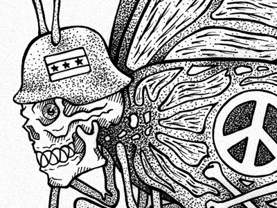 nuclear butterfly butterfly drawing illustration ink skull
