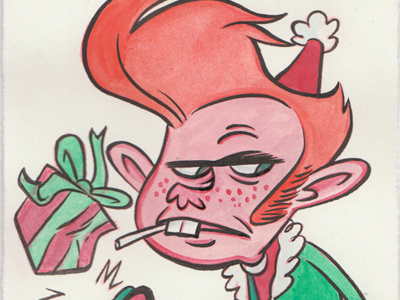 Elves 6 cartoons christmas elves watercolor