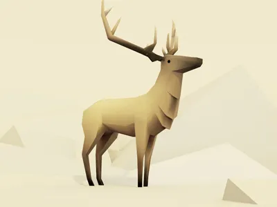 Deer 3d animal deer geometric minimal