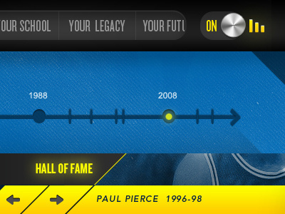 New Project UI blue button graphics icons navigation slider sports timeline toggle ui website yellow