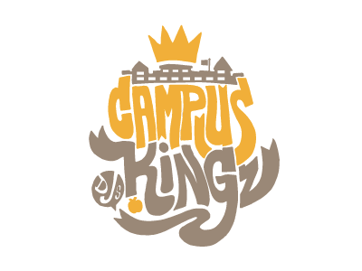 Campus Kingz DJ's crown education fruit hand lettering king logo school text vector