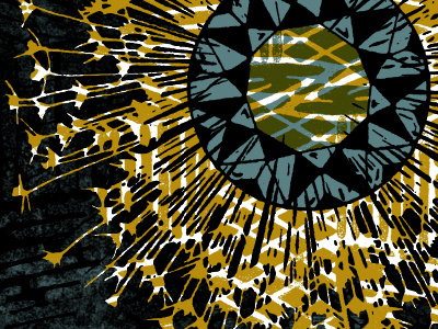 Workin' on a gigposter... black blue collage gigposter gold hero design studio illustration pattern texture