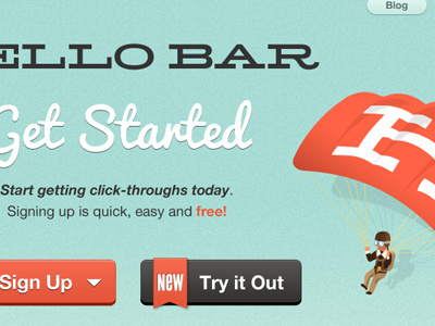 Hello Bar buttons hello bar parachute ui user interface website