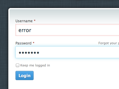 ♥ CSS3 error form login textfield