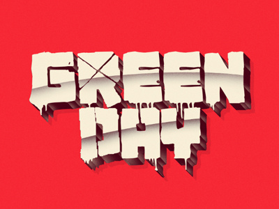 Green Day 3d cd cover illustration personal red typography vintage work