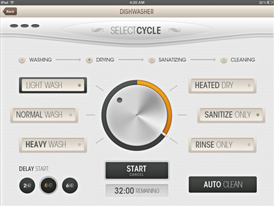 KitchnSwitch - Dishwasher controls dial dish ipad ui wash