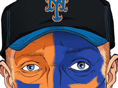 Mets Fan baseball digital face paint hat illustration ink mets new york portrait sports