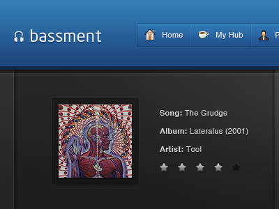 Bassment - Now Playing + Menu blue music player ui