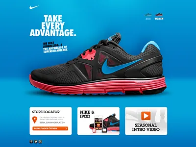 Nike LunarGlide+ 3 microsite 2nd draft blue hero shot landingpage microsite nike running shoes women