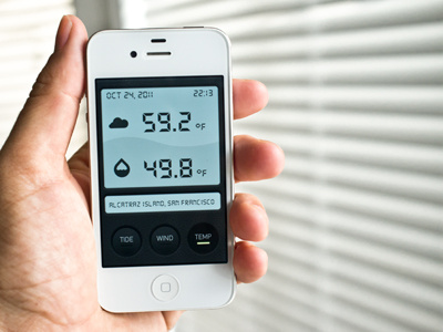 Temp screen app buttons design icons ios ios5 iphone lcd leather map mobile pattern sailing temperature texture tide ui ux water wind