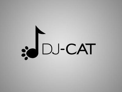 DJ Cat fun logo music note paw