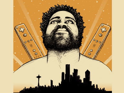 Ron Funches With Nick Thune comedy design illustration ink nick thune pen poster ron funches seattle