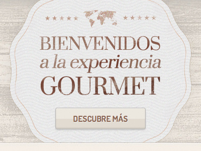 Gourmet experience beige brown button css3 sticker vintage