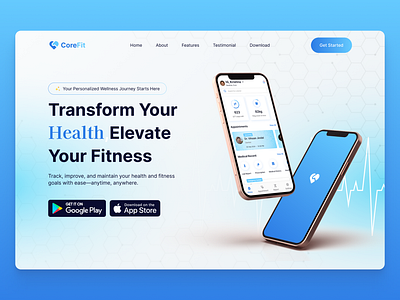 Daily UI #003 - Landing Page 100 day challenge daily ui daily ui 3 day 3 doctor fitness fitness app health healthcare healthcare app landing page medical medical app mobile app landing page mobile ui ui ui design visual design web design web ui