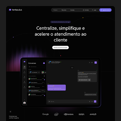 Landing Page | Tentaculus beautilful call centralized clean dark dark theme design landing landing page layout lp minimal product design site ui uidesign uiux