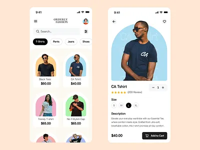 Orderly - Fashion Ecommerce App application b2c cart clean clothes clothing ecommerce fashion minimalist mobile app mobile design modern online shop saas shop store