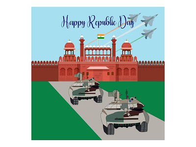 HAPPY REPUBLIC DAY POST 2025 26th january adobe illustration coreldraw fighter plane graphic design happy republic day india indian flag indian national anthem lal kila parade republic day social media post soldier soldier parade tanks