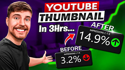 I will design amazing eye catchy youtube thumbnail in 3hrs logo