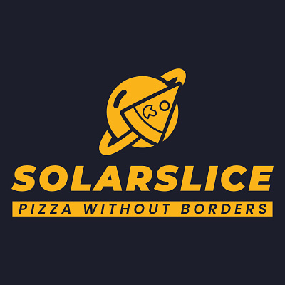 Solarslice Futuristic Pizza Branding cosmic theme.