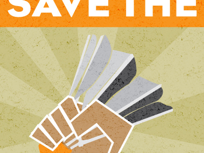 Save the Shuttlecocks art direction fist fun grasp gray grip illustration line orange outline propaganda shadow shuttlecocks white