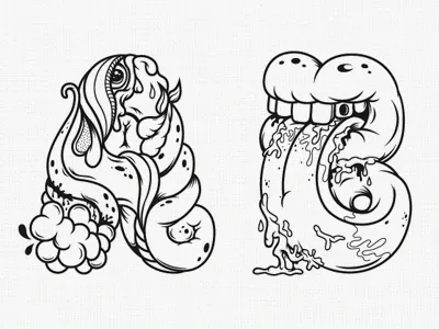 ABC's atpc creepy font gross letters nathan walker type vector