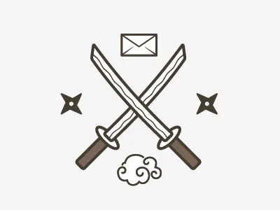 Protectors of email! cloud email icons katana ninja stars unused concept
