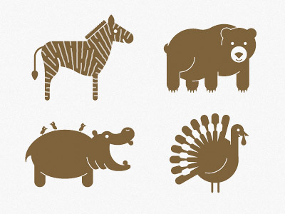 Animals No. 4 grizzly bear hippo hippopotamus icons logo projekt projekt inc. pure sweets sean costik turkey zebra