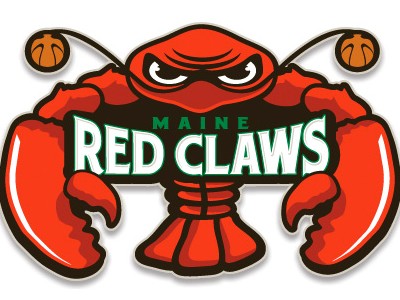 Maine Red Claws basketball claw green illustration lobster logo maine nba red